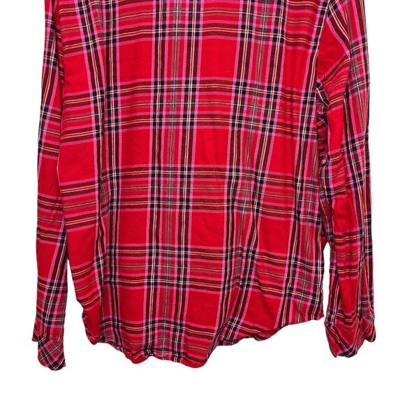 Victoria's Secret Red Plaid Long Sleeve Button Up Pajama Top S - Picture 7 of 14